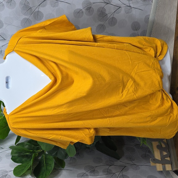 Boho Mustard Yellow Off-the-Shoulder Knot-Front Top - Picture 6 of 10